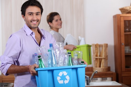 Person responsibly disposing of old furniture